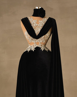 Velvet Dress with Silver Embellishments