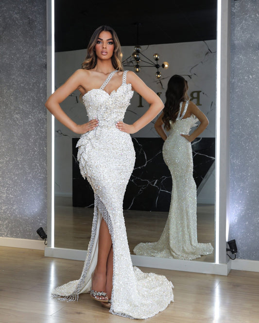 Deep SlitLong DressLuxoriousWomen - Blini Fashion House