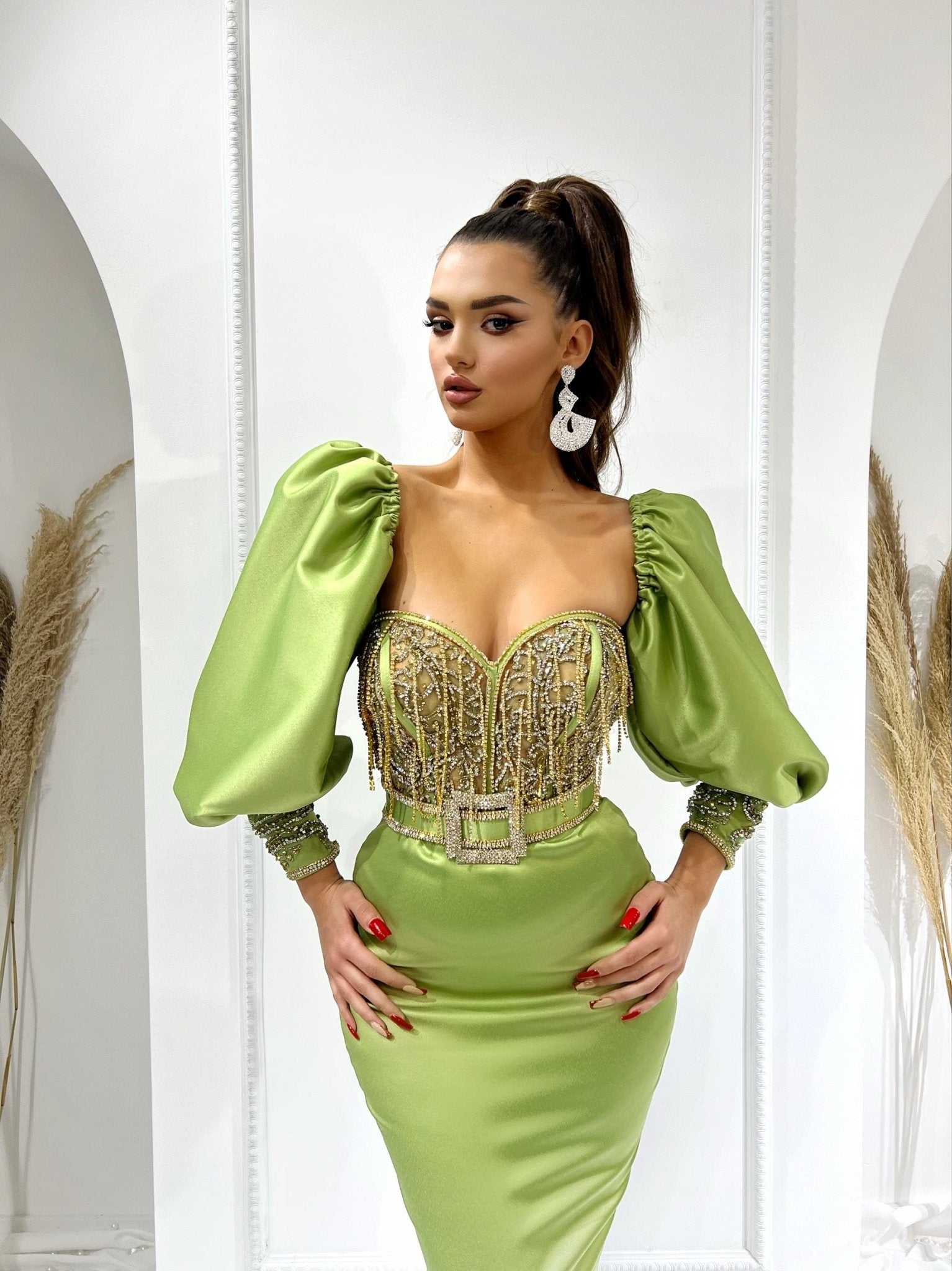 BeadsLong DressLong SleevesWomen - Blini Fashion House