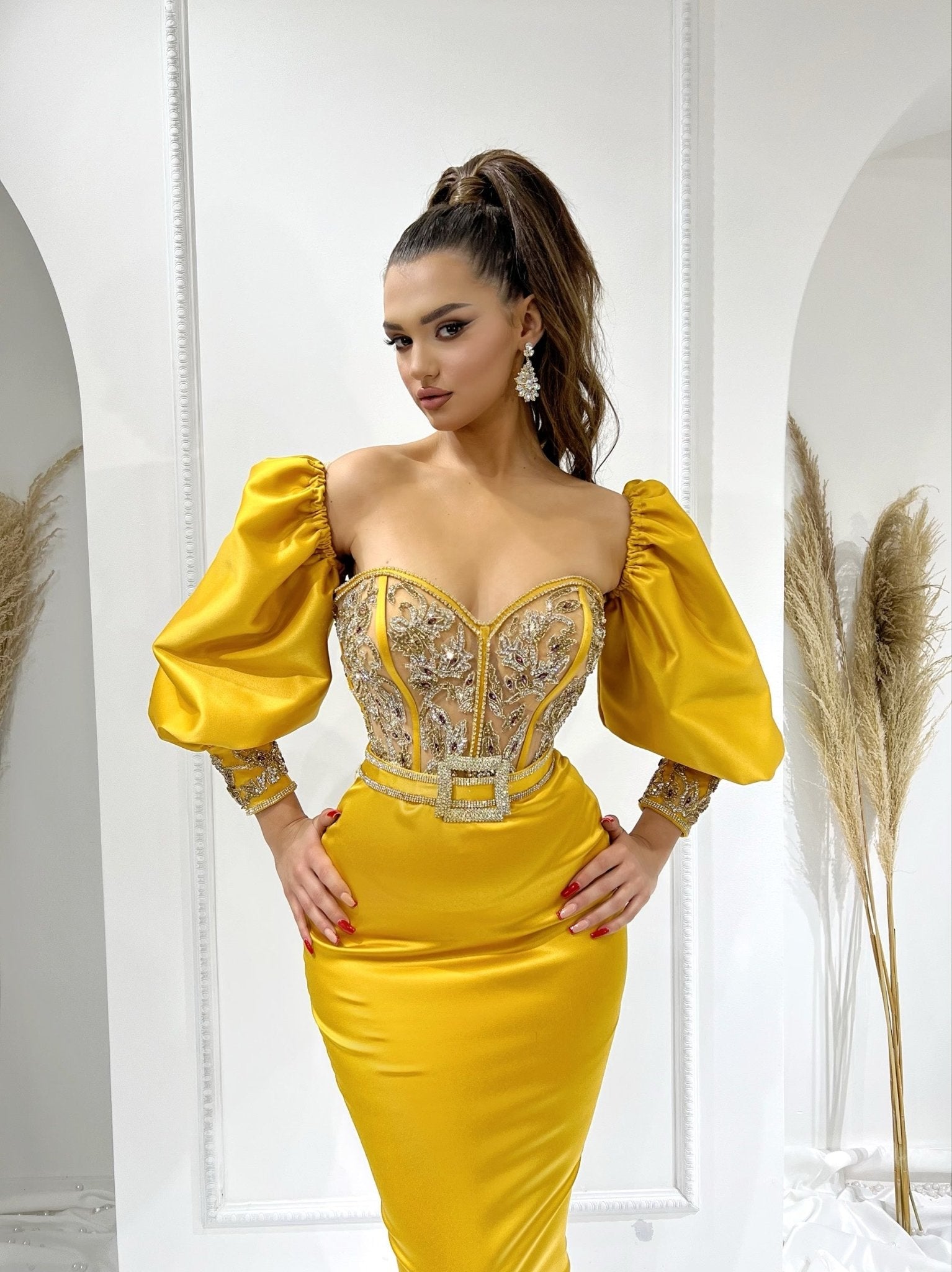 BeadsLong DressLong SleevesWomen - Blini Fashion House