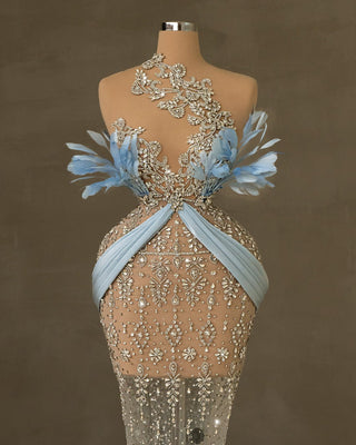 Light Blue Dress with Crystal Embellishments