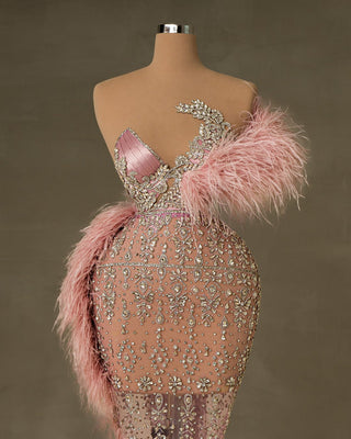 Pink Dress with Crystal Embellishments
