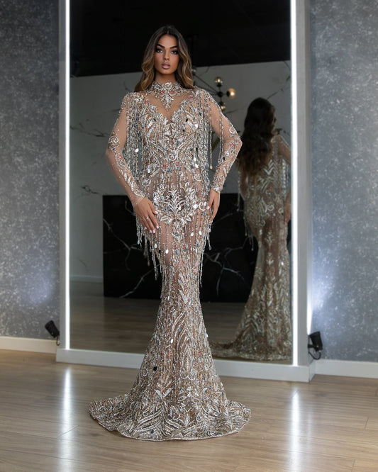 High NeckLong SleevesLuxoriousWomen - Blini Fashion House