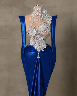 Elegant Blue Dress with Silver Embellishments