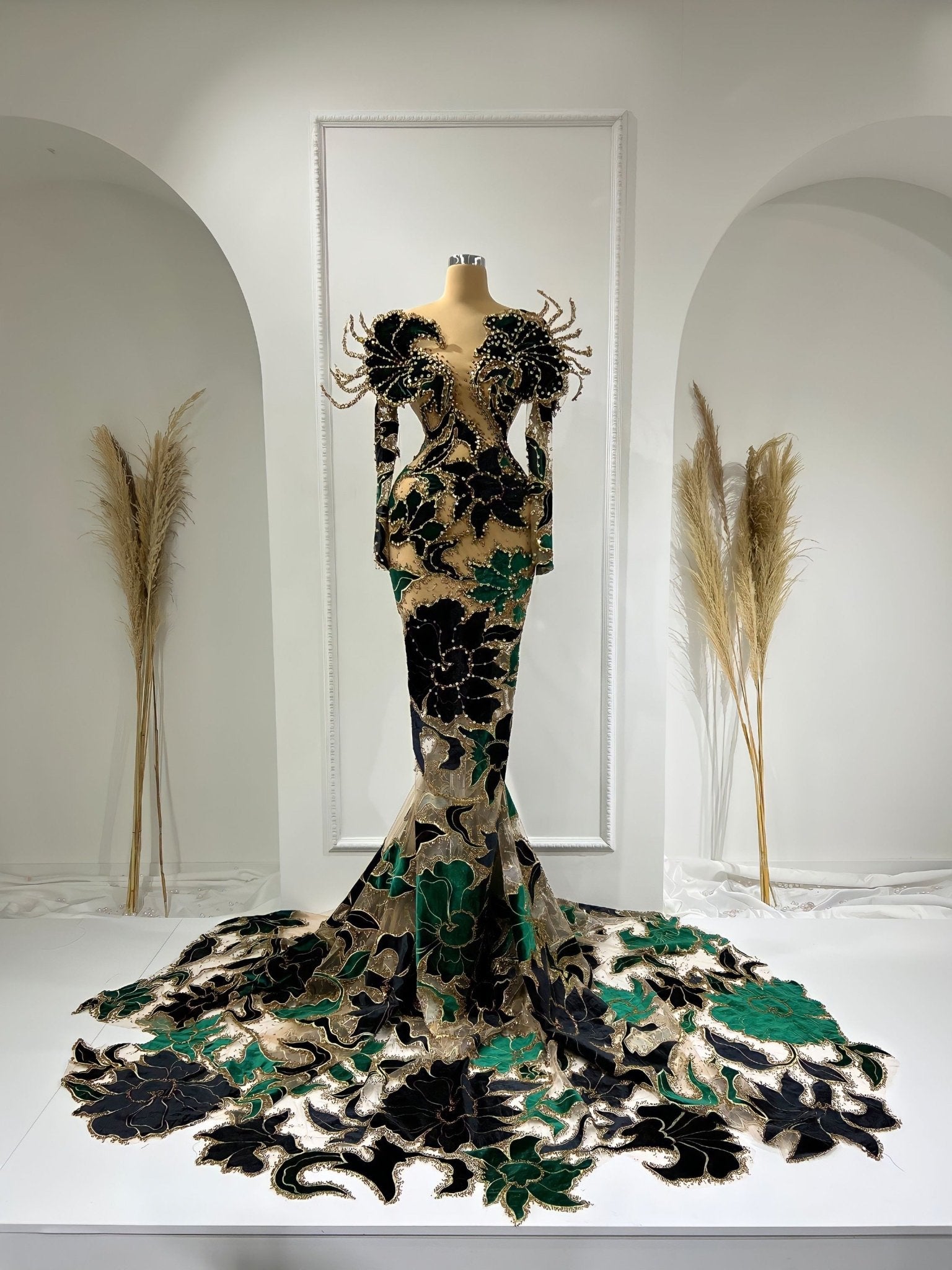 CrystalsFlowersLong DressWomen - Blini Fashion House