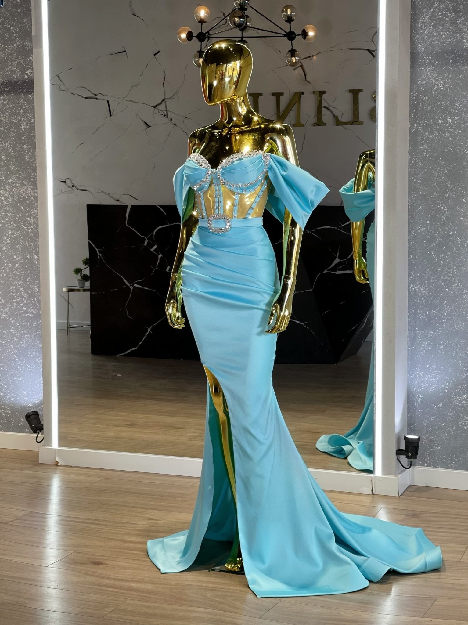 Deep SlitLuxuriousOff-ShoulderWomen - Blini Fashion House