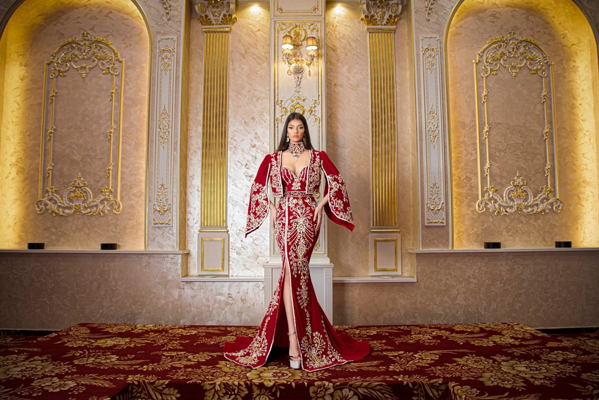 High NeckLong DressLuxoriousWomen - Blini Fashion House