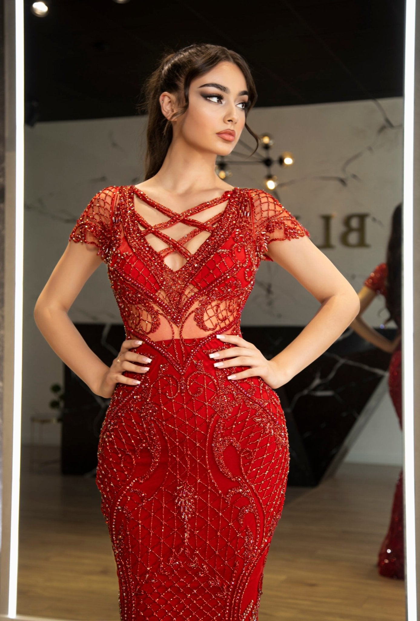 Long DressLuxoriousRedWomen - Blini Fashion House