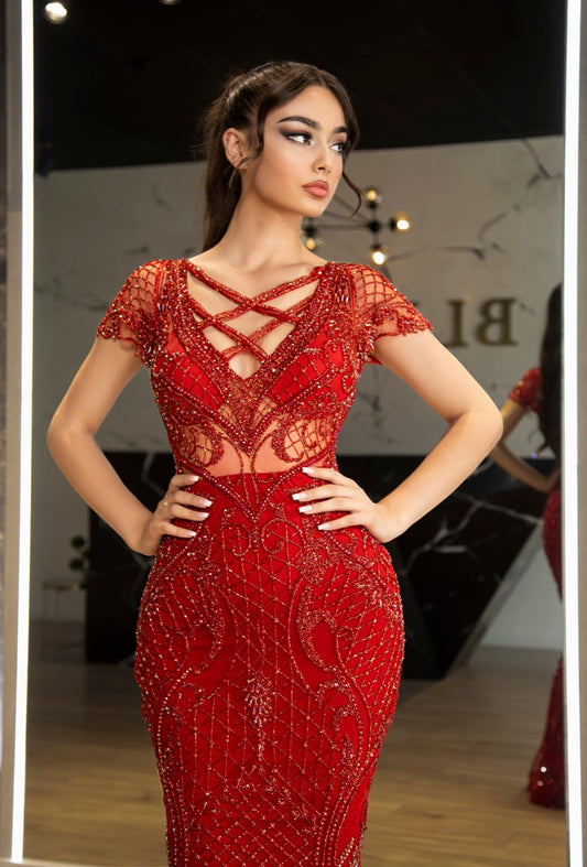 Long DressLuxoriousRedWomen - Blini Fashion House