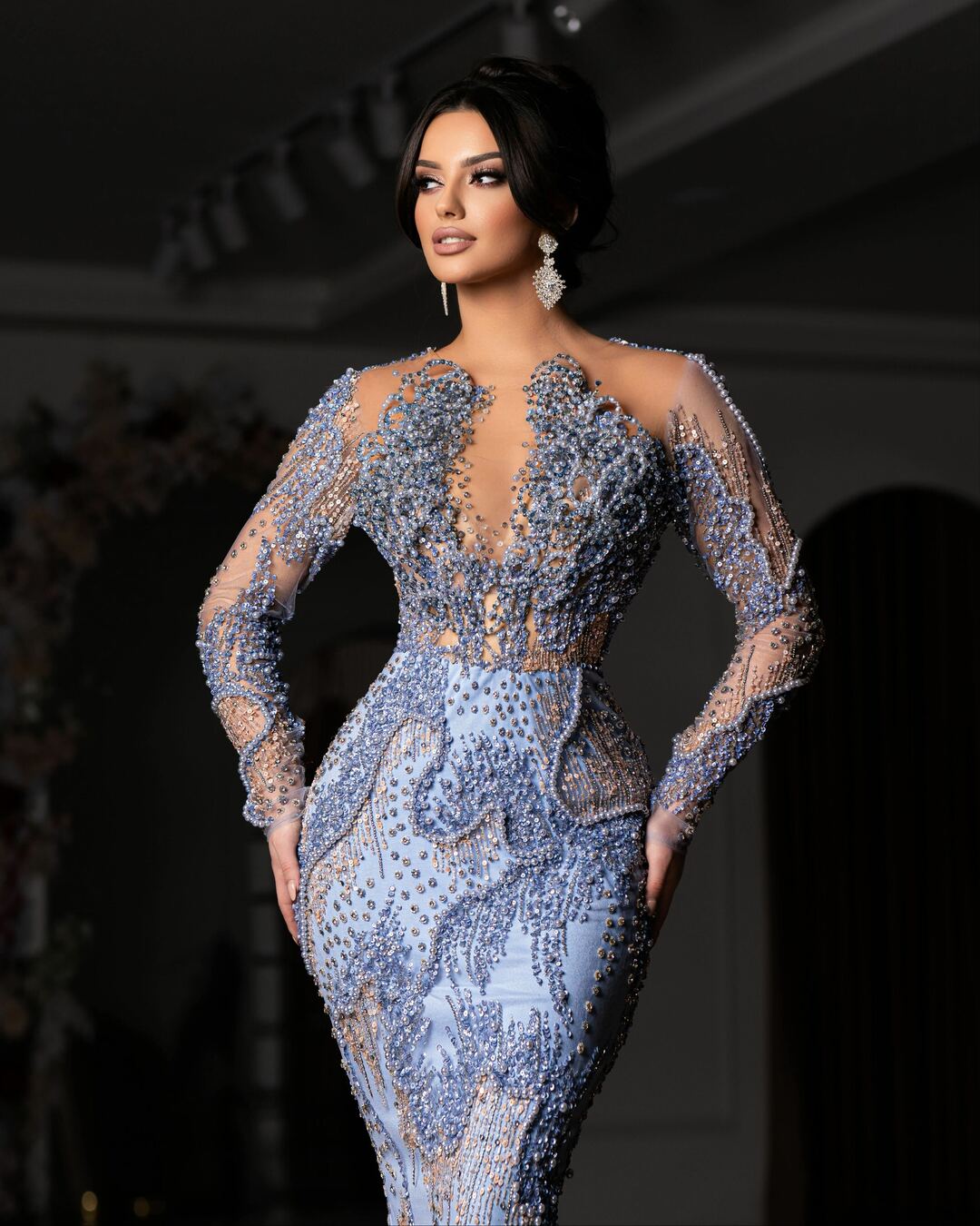 Light blue dress with long sleeves