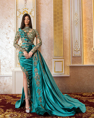 Emerald GreenHigh NeckLong DressWomen - Blini Fashion House