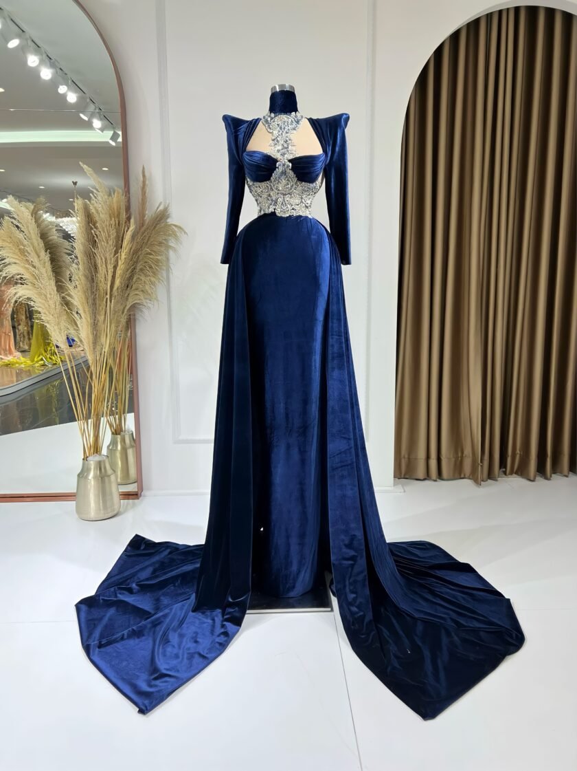 High NeckLong DressLuxoriousWomen - Blini Fashion House