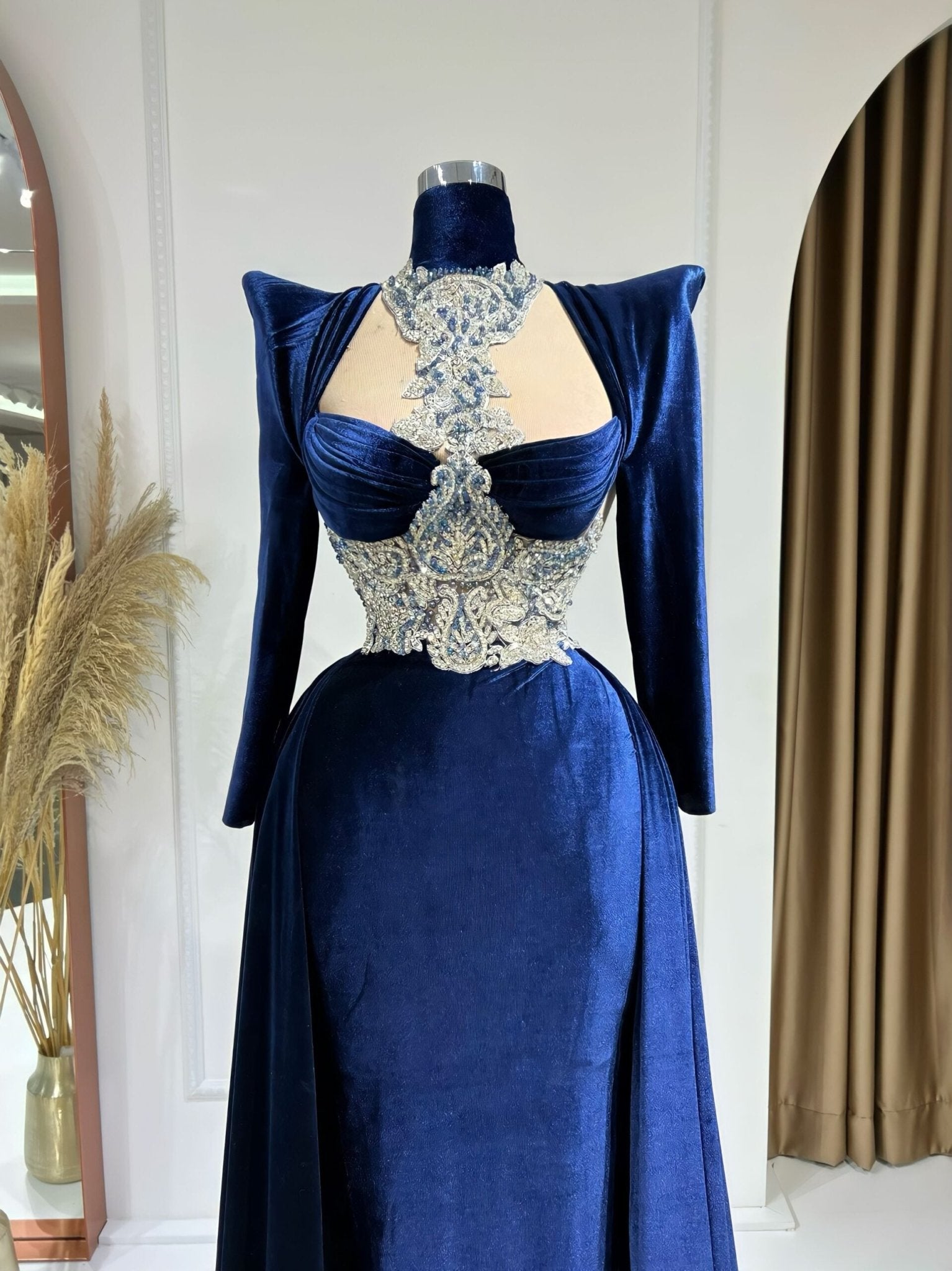 High NeckLong DressLuxoriousWomen - Blini Fashion House