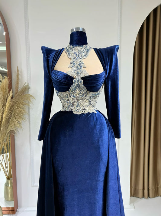 High NeckLong DressLuxoriousWomen - Blini Fashion House